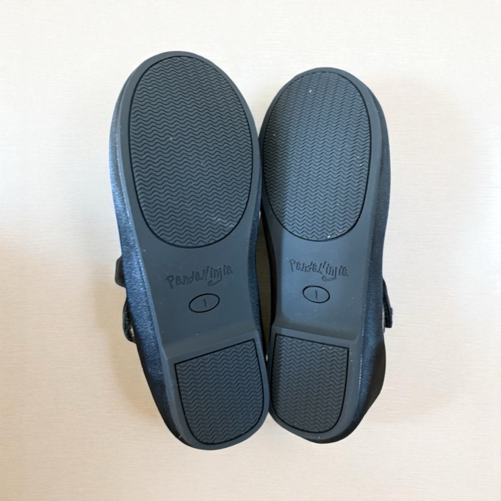 Girls Black Satin Bow Flats size 1 - Picture 5 of 5